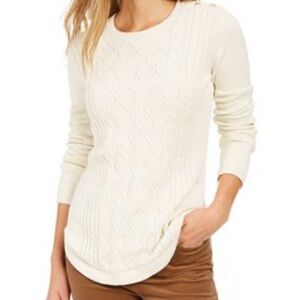 Charter Club Metallic Crewneck Cable-Knit Sweater‎